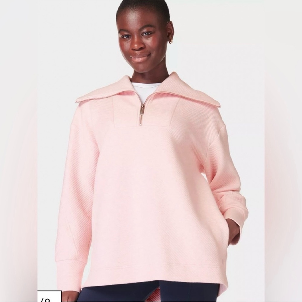 Sweaty Betty Radiant Half Zip Sweatshirt Womens Size 4 Cozy Lounge Pullover Pink